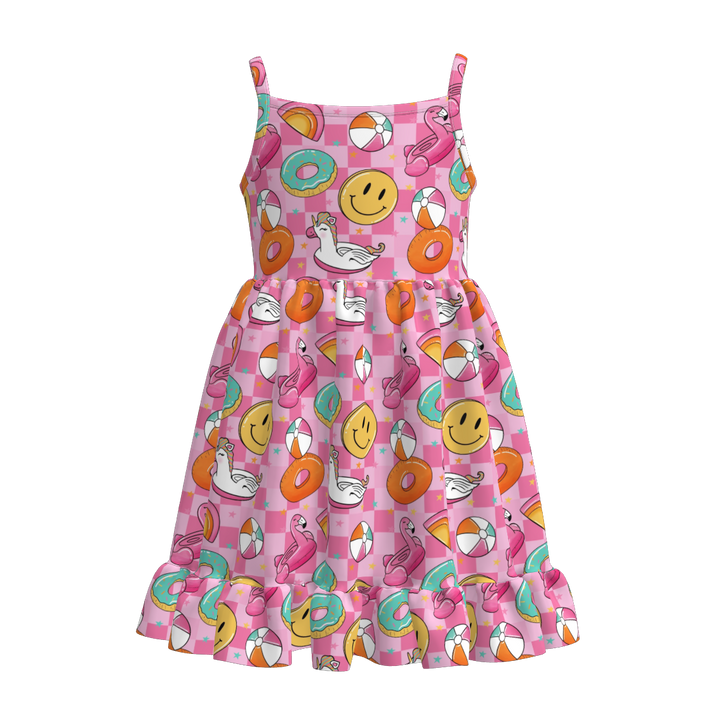 Girls Colorful summer sleeveless dress for beach seaside