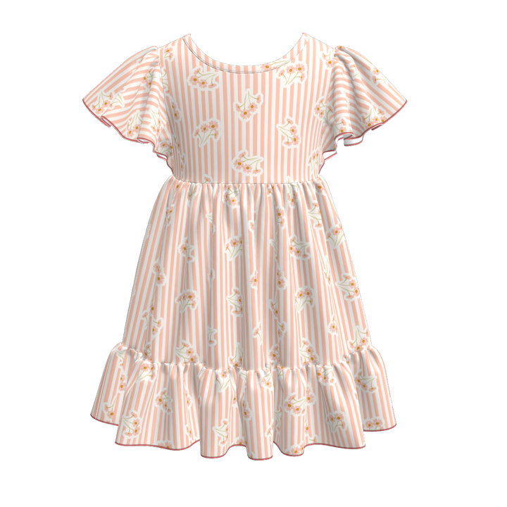 Girls ruffle sleeve summer dress