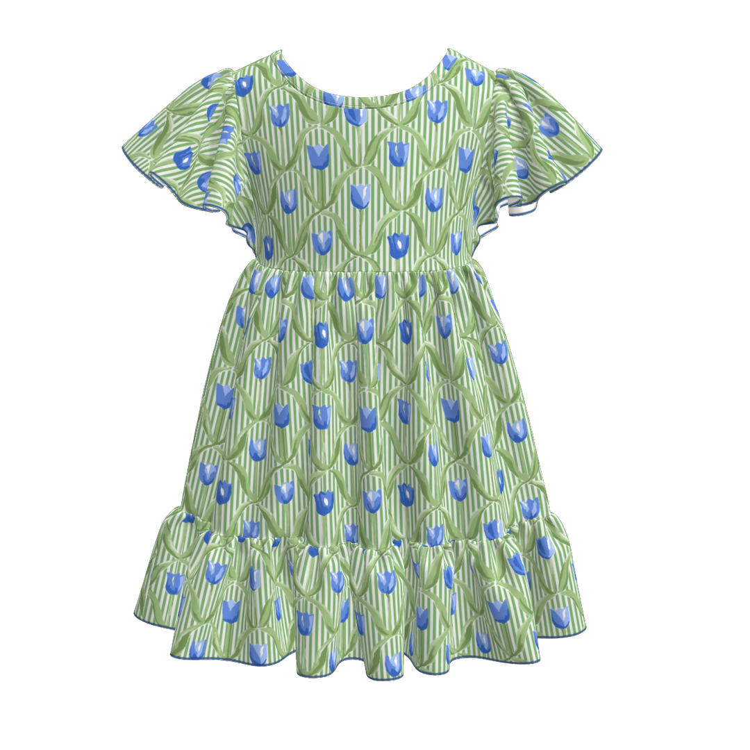 Girls ruffle sleeve summer dress