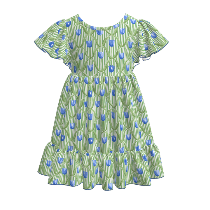 Girls ruffle sleeve summer dress