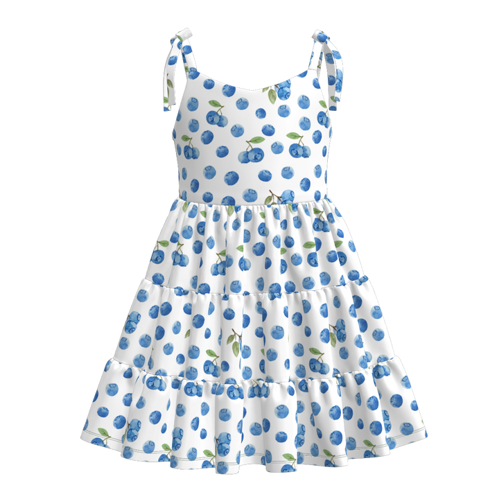 Bow-tie up splicing summer dress for girls
