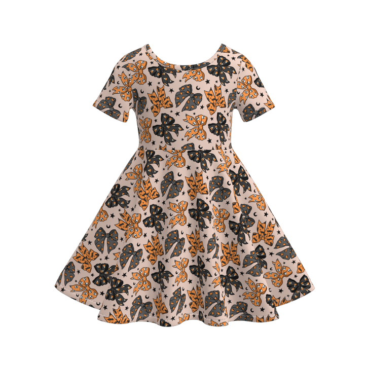 Halloween pumpkin ghost twirl dress for girls