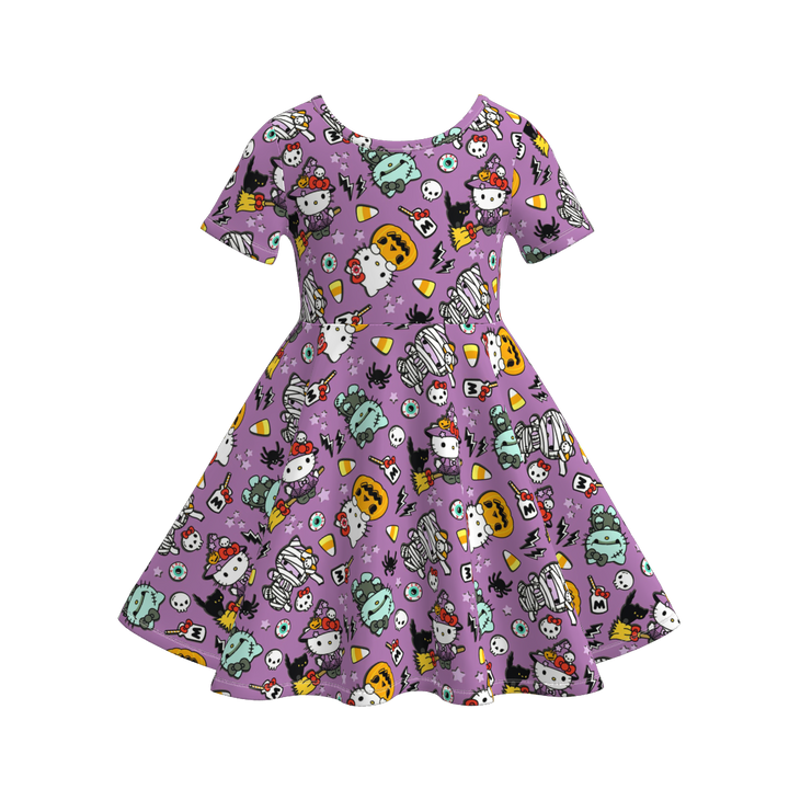 Halloween pumpkin ghost twirl dress for girls