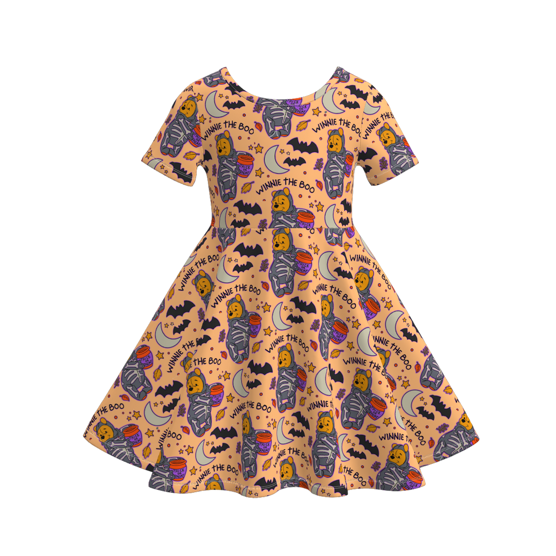 Halloween pumpkin ghost twirl dress for girls