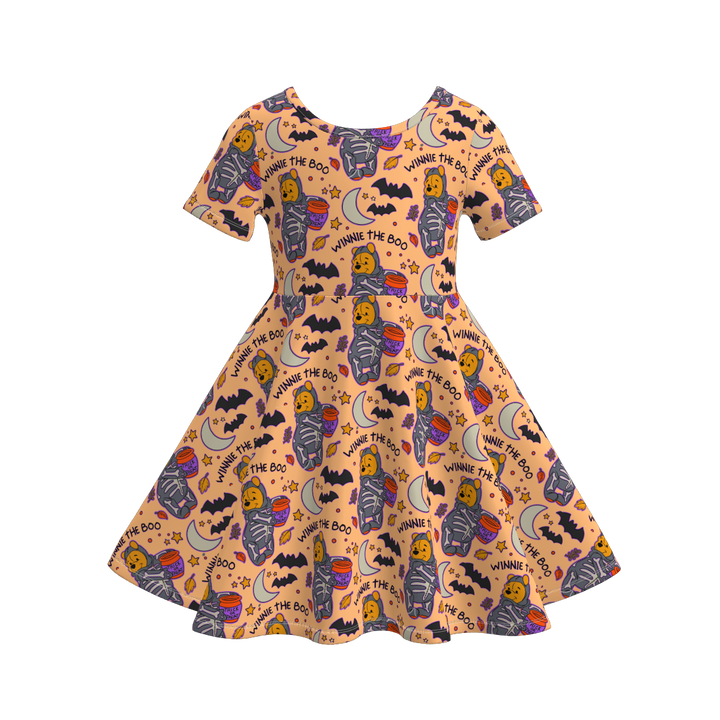 Halloween pumpkin ghost twirl dress for girls