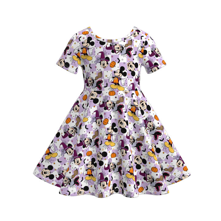 Halloween cartoon themed twirl dress for girls