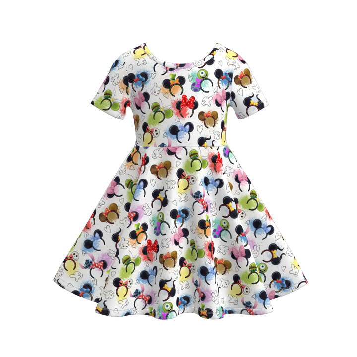 Halloween cartoon themed twirl dress for girls