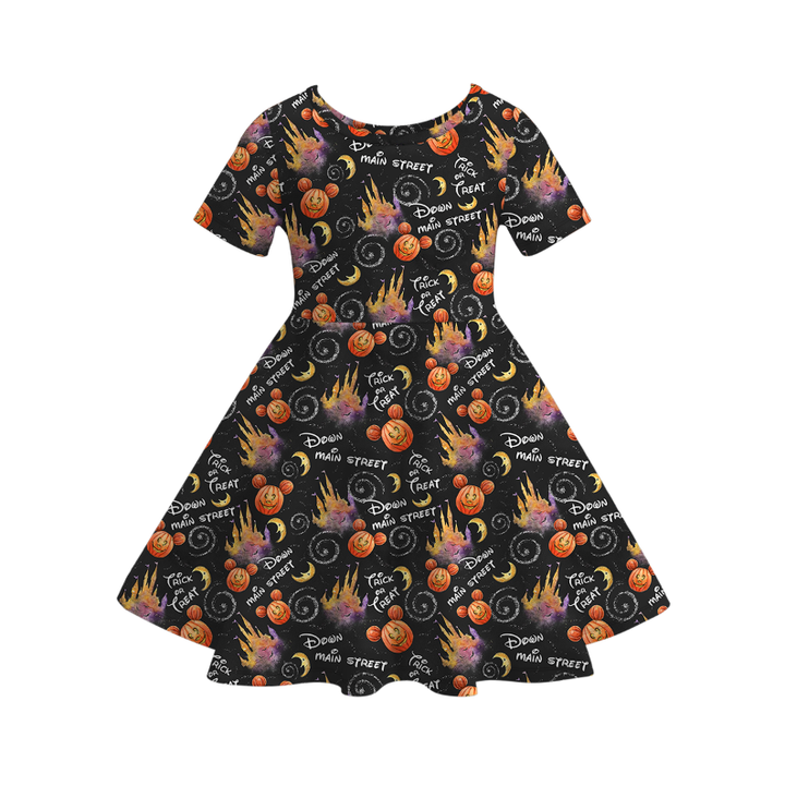 Halloween Colorful cute ghost twirl dress for girls