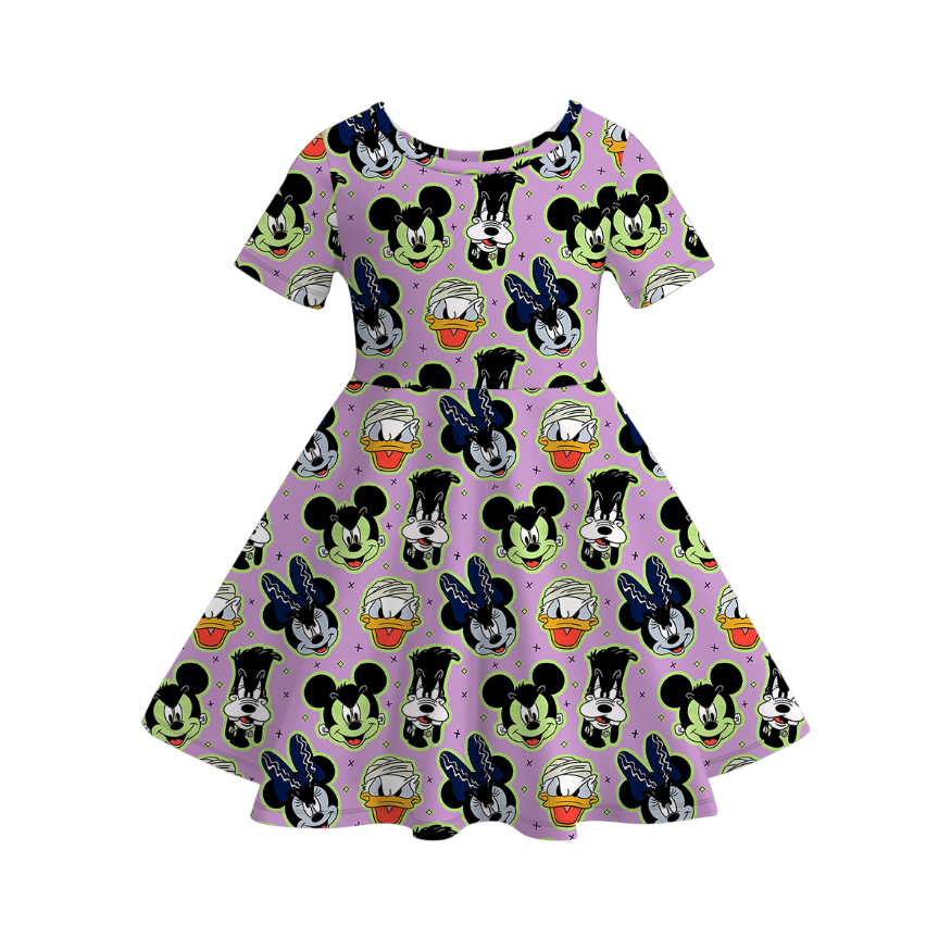 Halloween Colorful cute ghost twirl dress for girls
