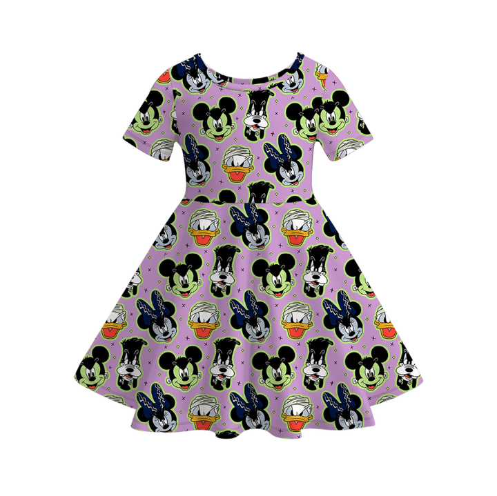 Halloween Colorful cute ghost twirl dress for girls