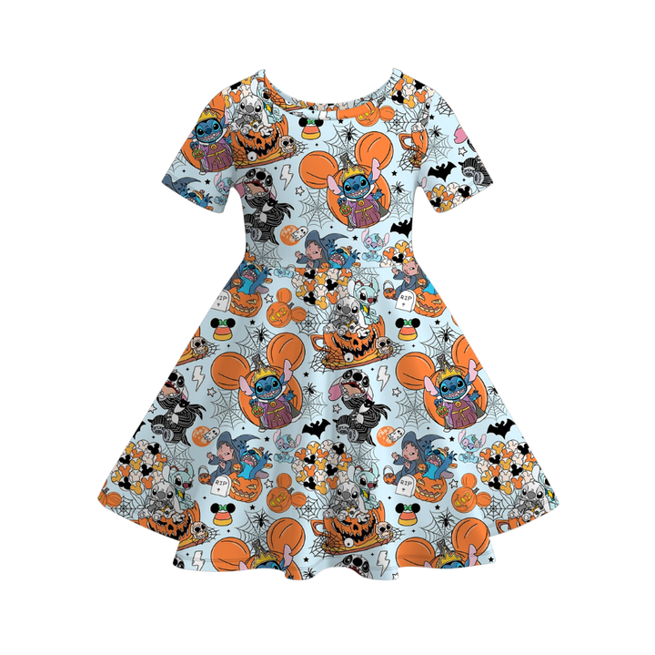 Halloween Colorful cute ghost twirl dress for girls