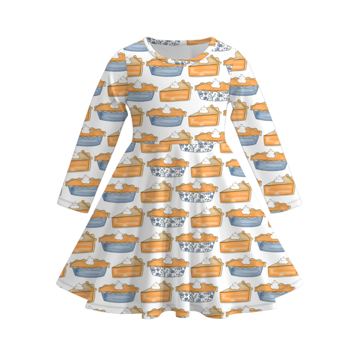 Pumpkin fall vibe long sleeve twirl dress
