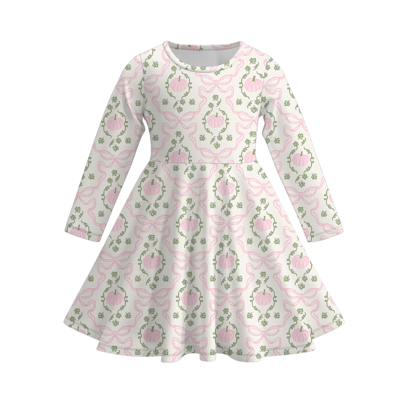 Pumpkin fall vibe long sleeve twirl dress