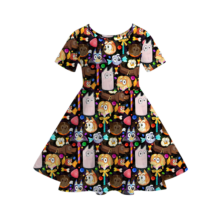Halloween cartoon bluey twirl dress for girls
