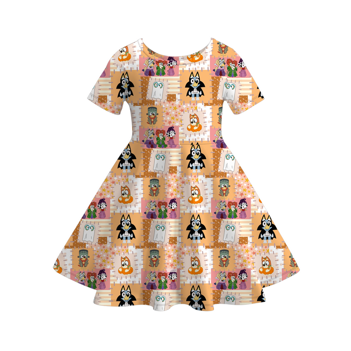 Halloween cartoon bluey twirl dress for girls