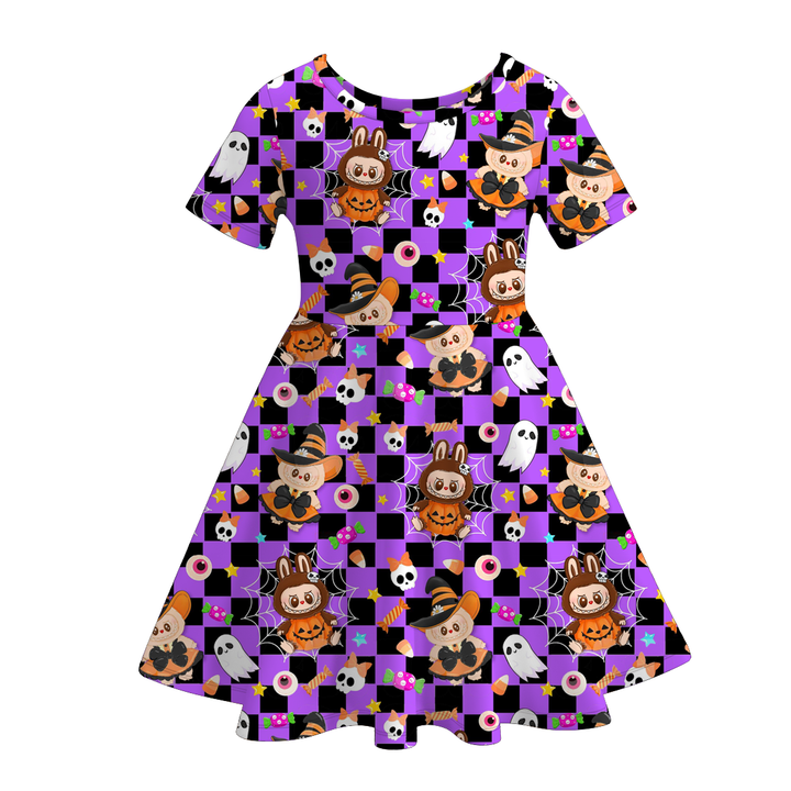 Halloween dress-up Labubu short sleeve twirly dress