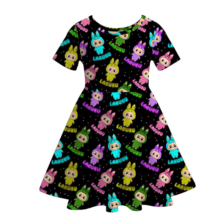 Halloween dress-up Labubu short sleeve twirly dress