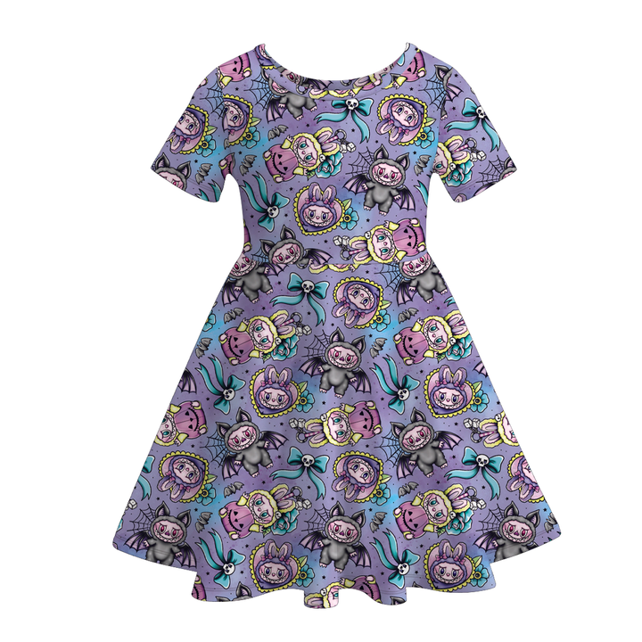 Halloween dress-up Labubu short sleeve twirly dress