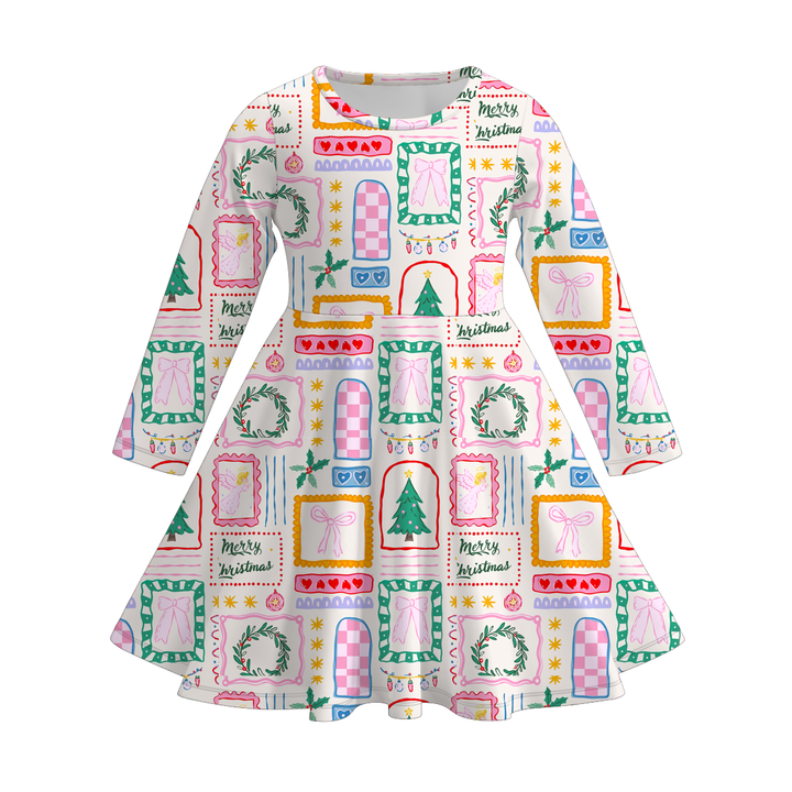 Christmas vibe All-Over Print twirl Dresses for girls