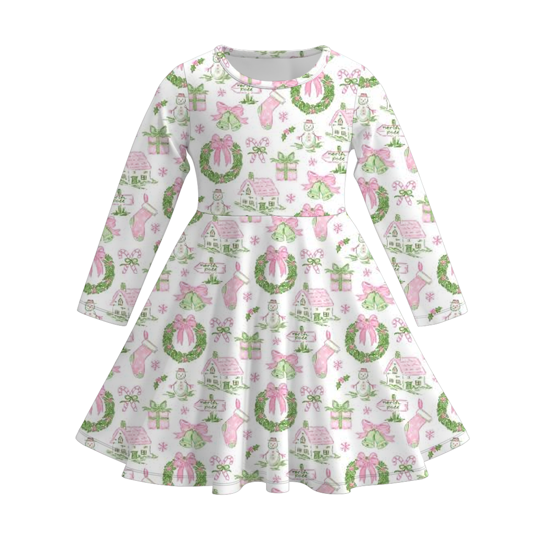 Christmas vibe All-Over Print twirl Dresses for girls