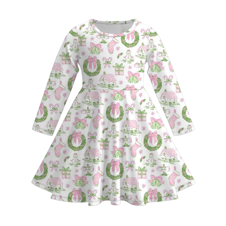 Christmas vibe All-Over Print twirl Dresses for girls