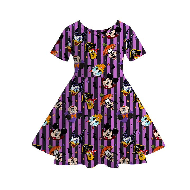 Labubu inspired printed short sleeve twirly dress