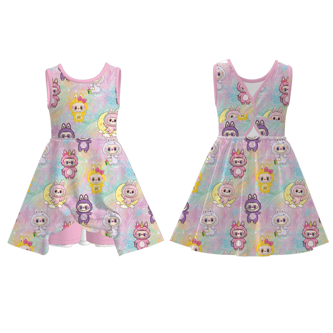 Labubu all-over printed sleeveless dress