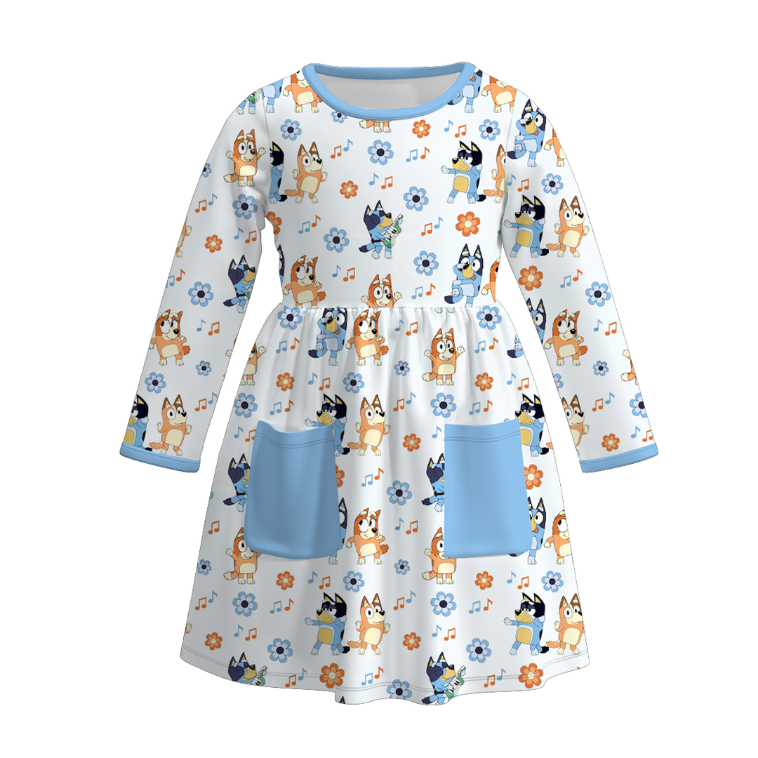 Girls bluey printed long sleeve dress