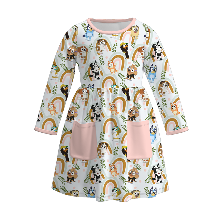 Girls bluey printed long sleeve dress