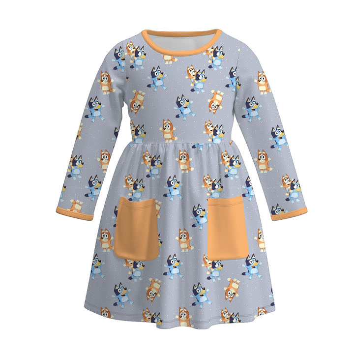 Girls bluey printed long sleeve dress