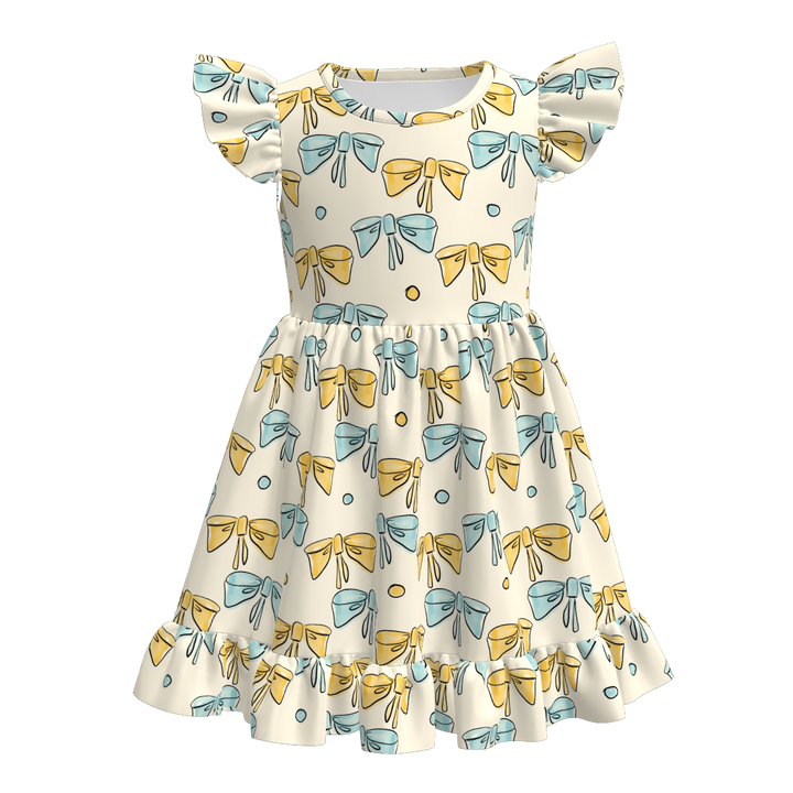 Pumpkin printed twirly ruffle dress for girls