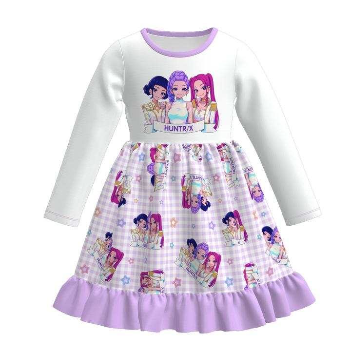KPop Demon Hunters printed long sleeve dress