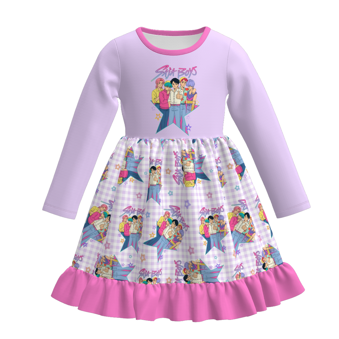 KPop Demon Hunters printed long sleeve dress