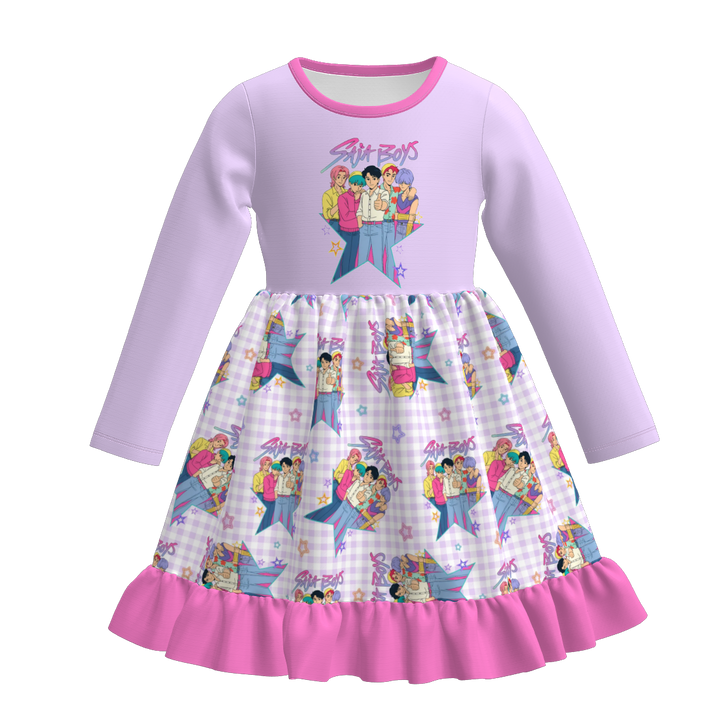 KPop Demon Hunters printed long sleeve dress