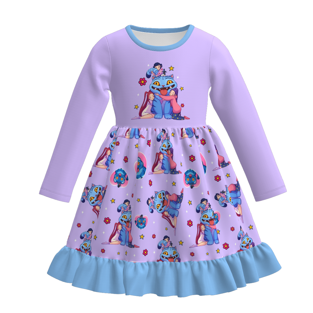 KPop Demon Hunters printed long sleeve dress