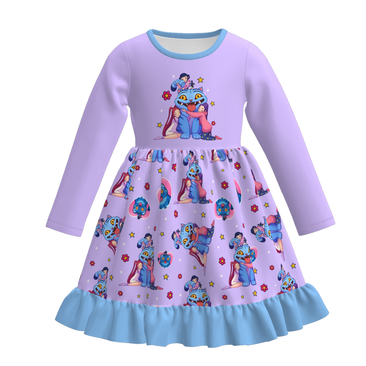 KPop Demon Hunters printed long sleeve dress