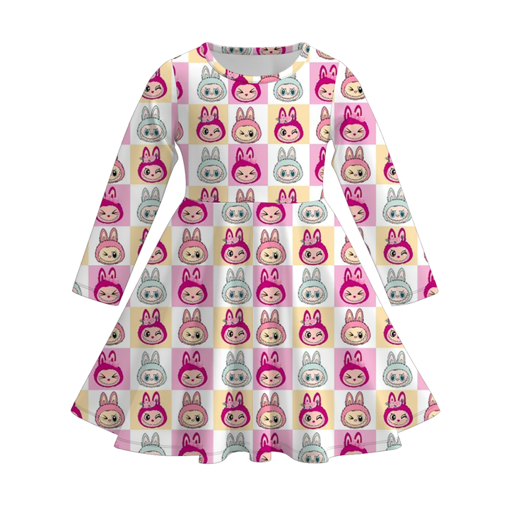 Labubu cute printed twirl dress for girls