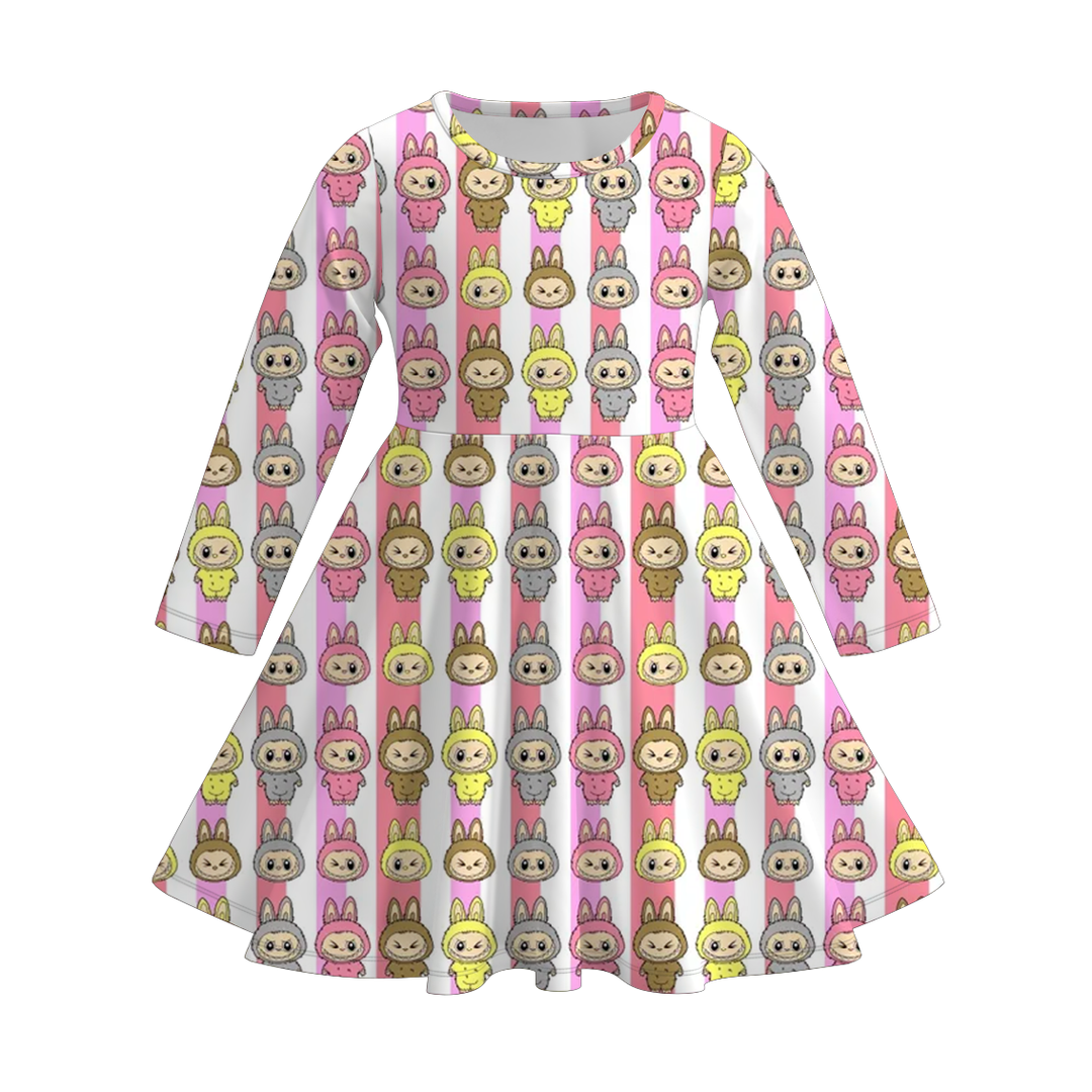 Labubu cute printed twirl dress for girls