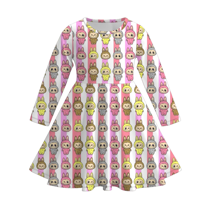 Labubu cute printed twirl dress for girls