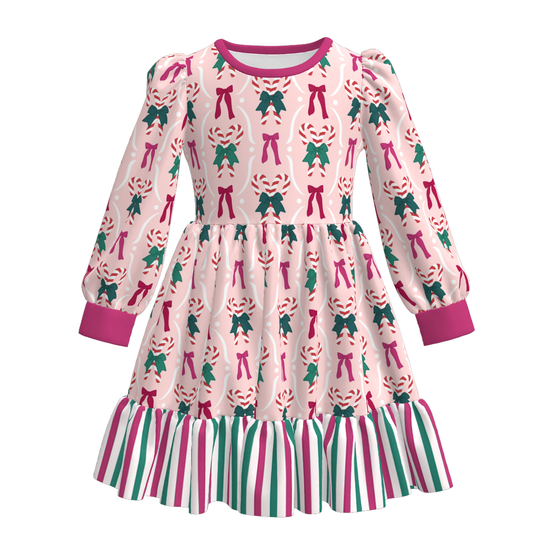 Christmas cartoon character printed twirl stitching dress