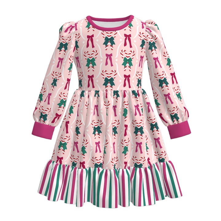 Christmas cartoon character printed twirl stitching dress