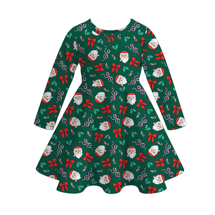 Christmas all-over printed twirl ruffle dress