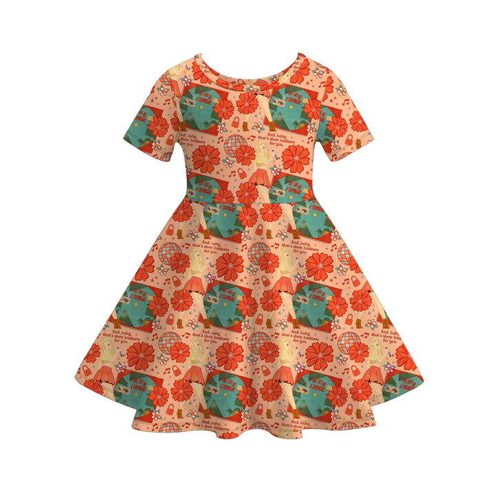 The life of a showgirl inspired printed twirl dress