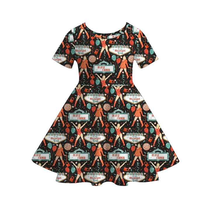The life of a showgirl inspired printed twirl dress