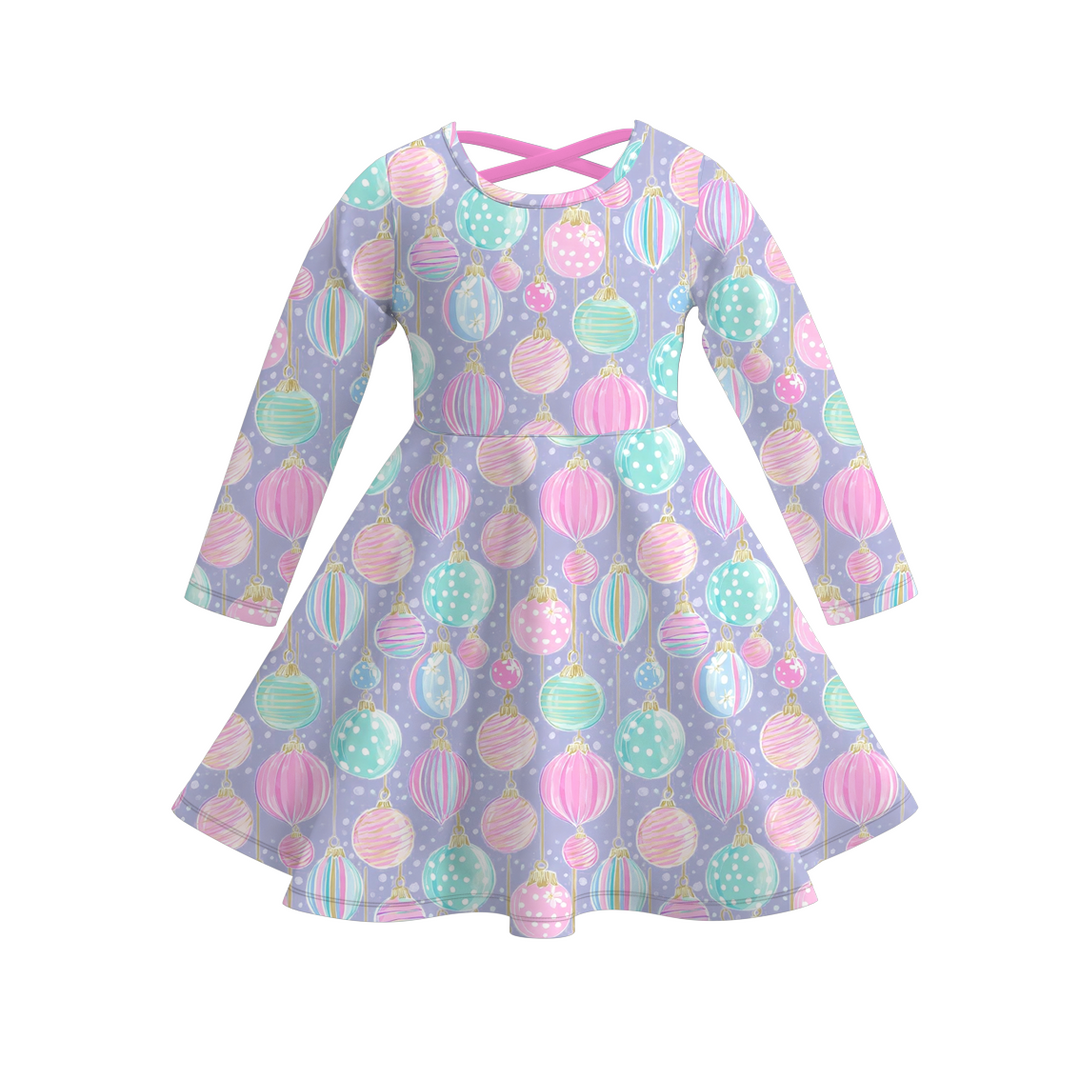 Christmas all-over printed twirl ruffle dress