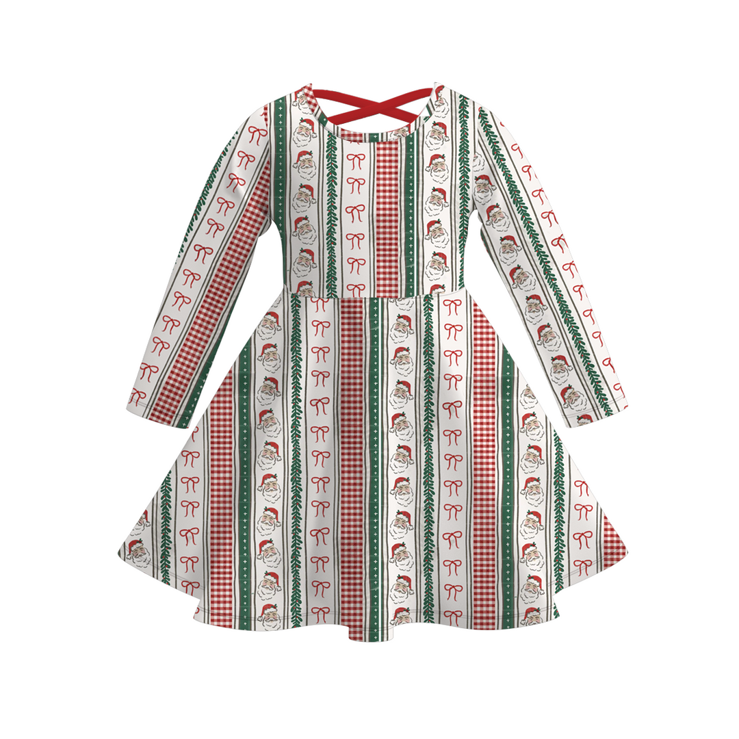 Christmas all-over printed twirl ruffle dress