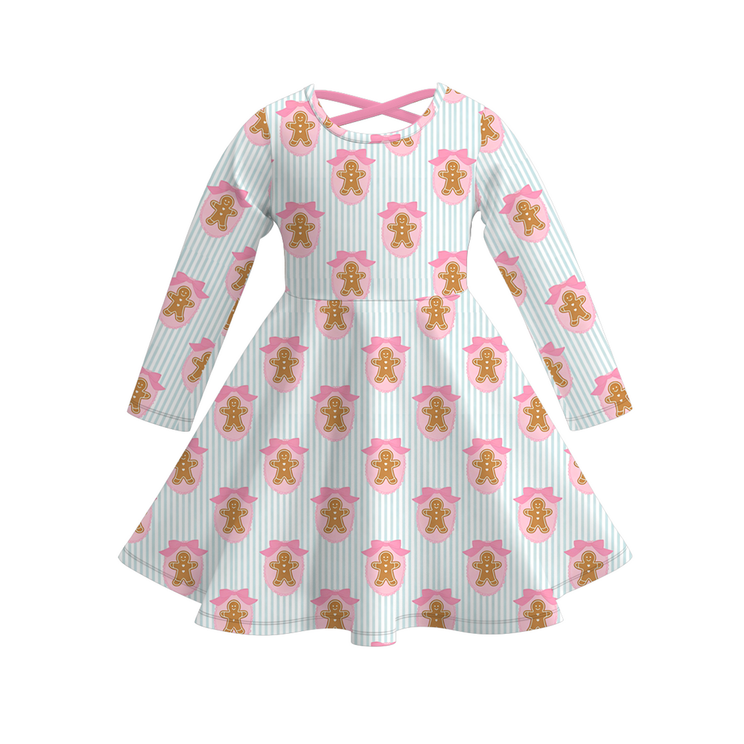 Christmas all-over printed twirl ruffle dress