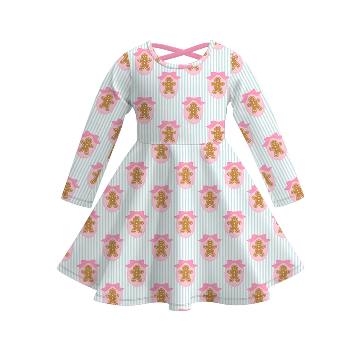 Christmas all-over printed twirl ruffle dress