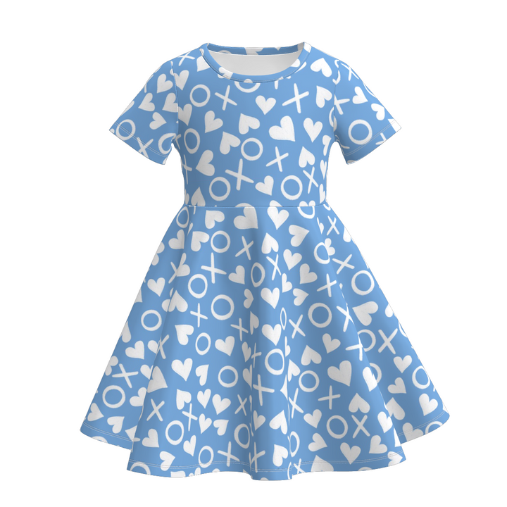 Valentine's cartoon printed ruffle twirl dress