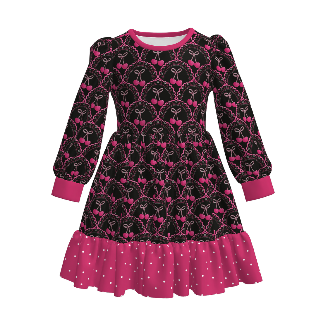 Valentine's pink heart printed sweet princess dress